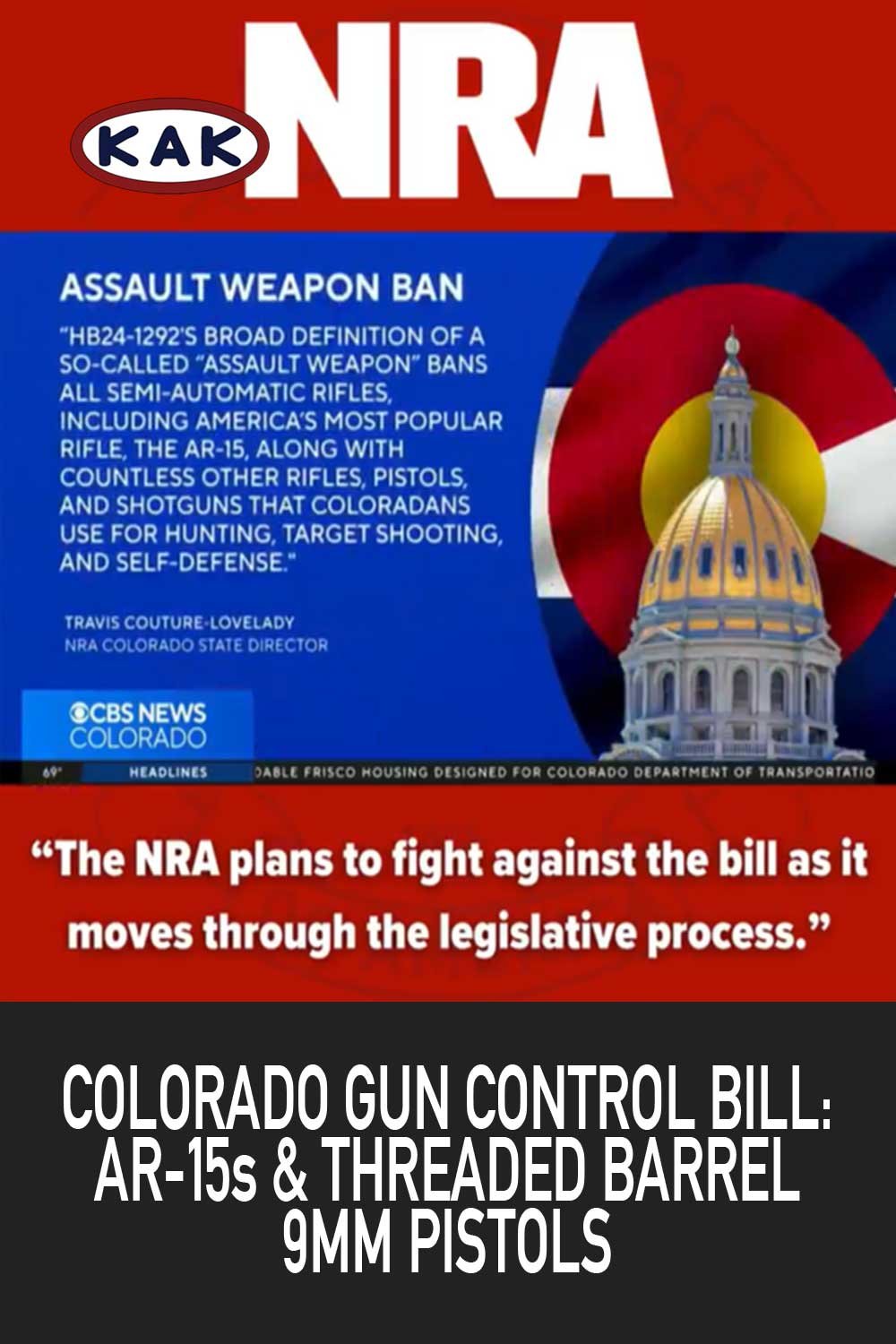 Colorado House Democrats Take Aim at Gun Control: Bill Passed to Ban AR-15s and Threaded-Barrel 9mm Pistols