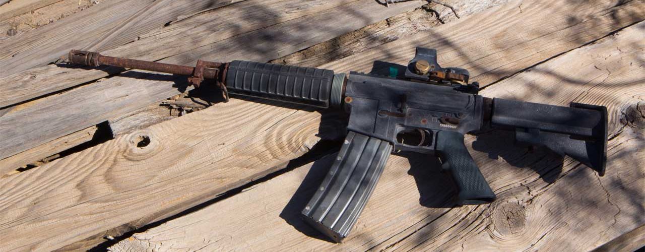 An AR 15 found in the desert. A smuggler's weapon.
